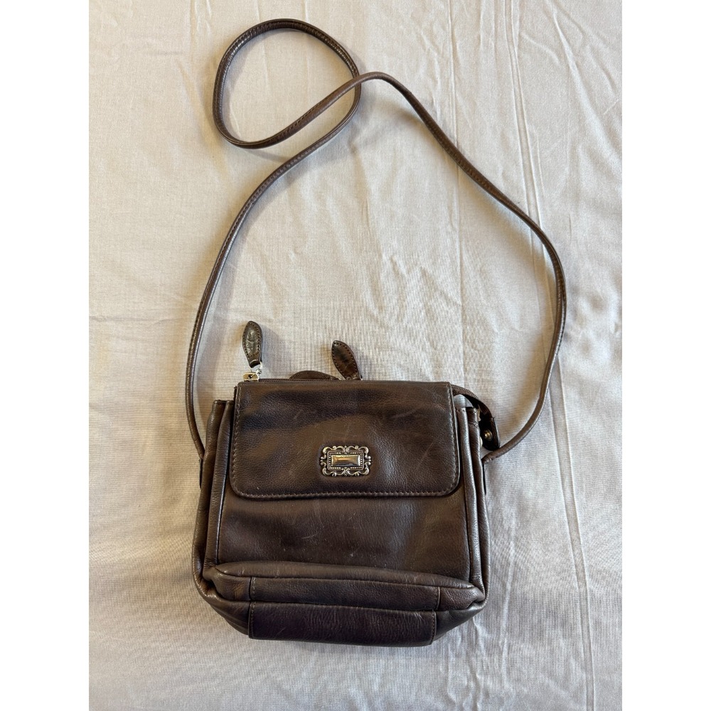Fossil Crossbody Bag Women's Brown Leather With Silver Organizer